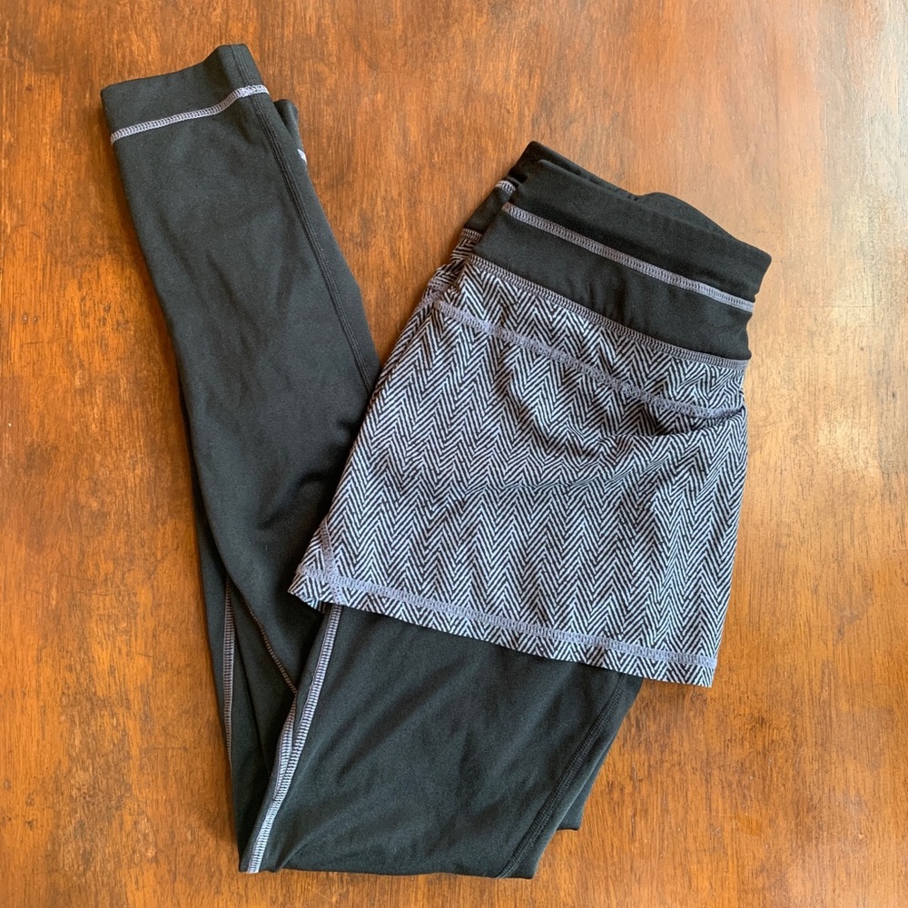 Athleta Black and Gray Skirted Leggings